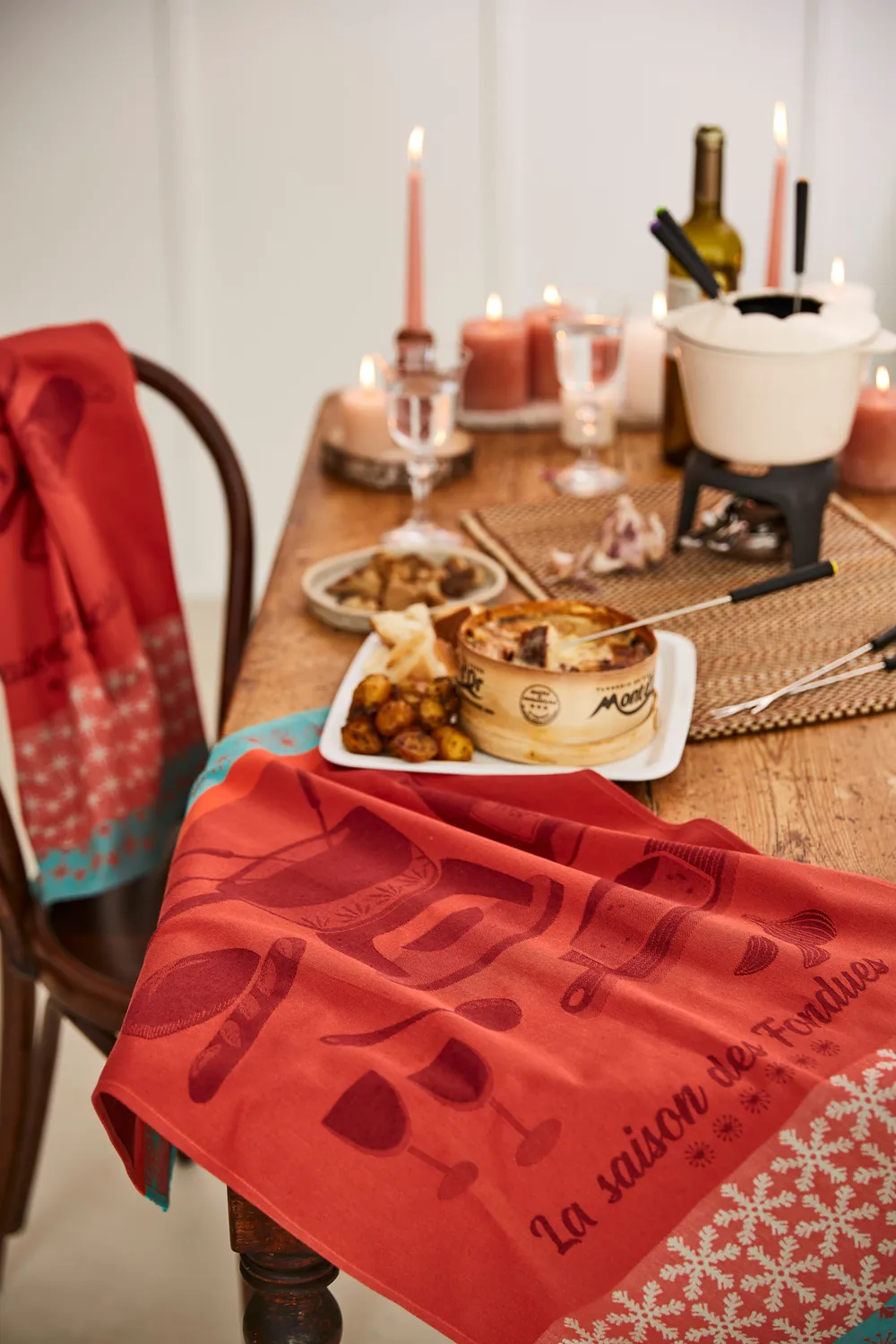 Coucke Raclette Season kjøkkenhåndkle rød bomull 50x75