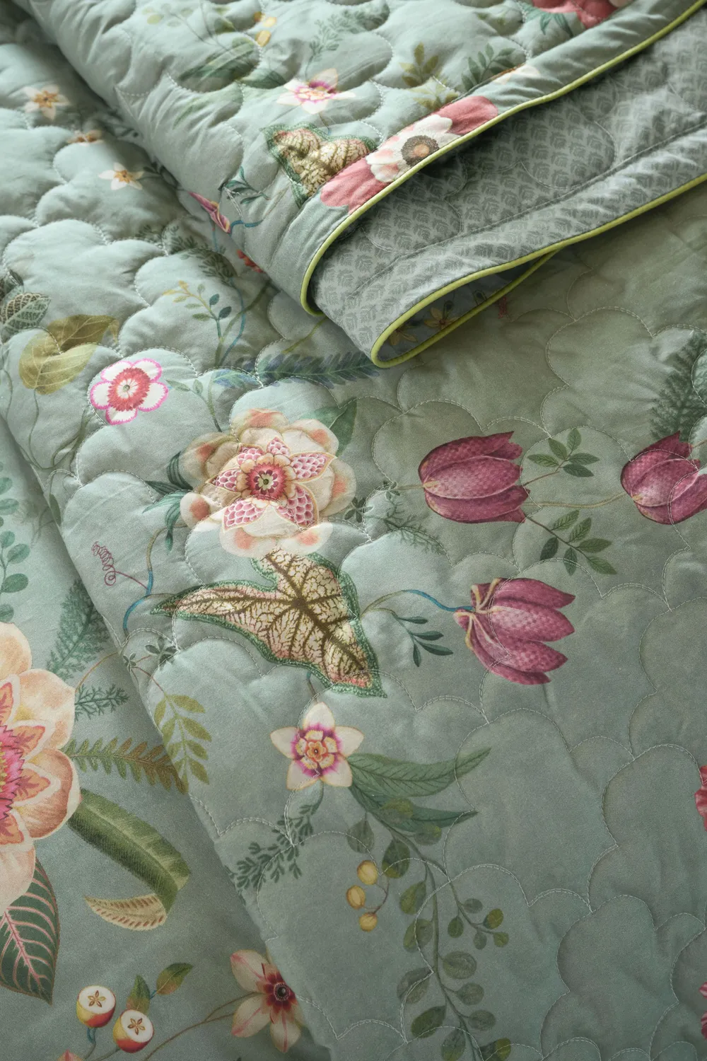 Pip Studio Everbloom dynetrekk 140x200 grønt blomster