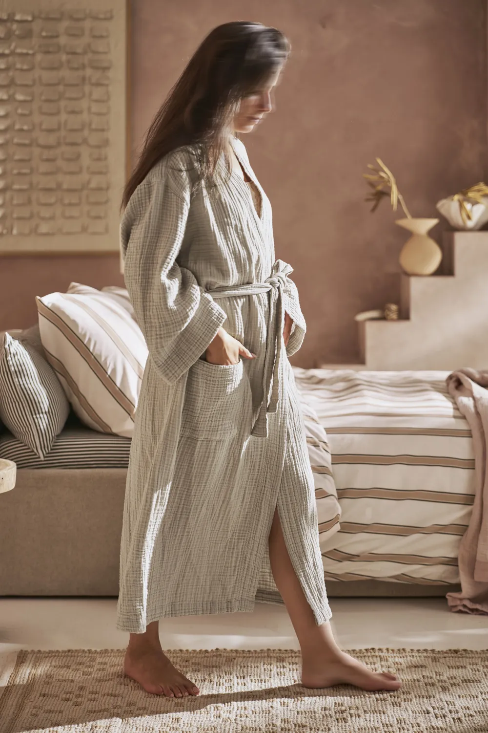 vtwonen Gentle Embrace badekåpe sand L/XL bomull