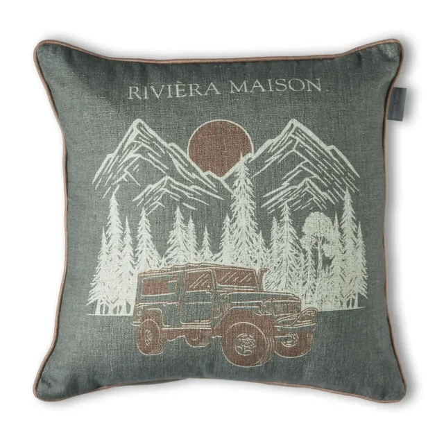 Rivièra Maison Roadtrip pyntepute 45x45 grønn