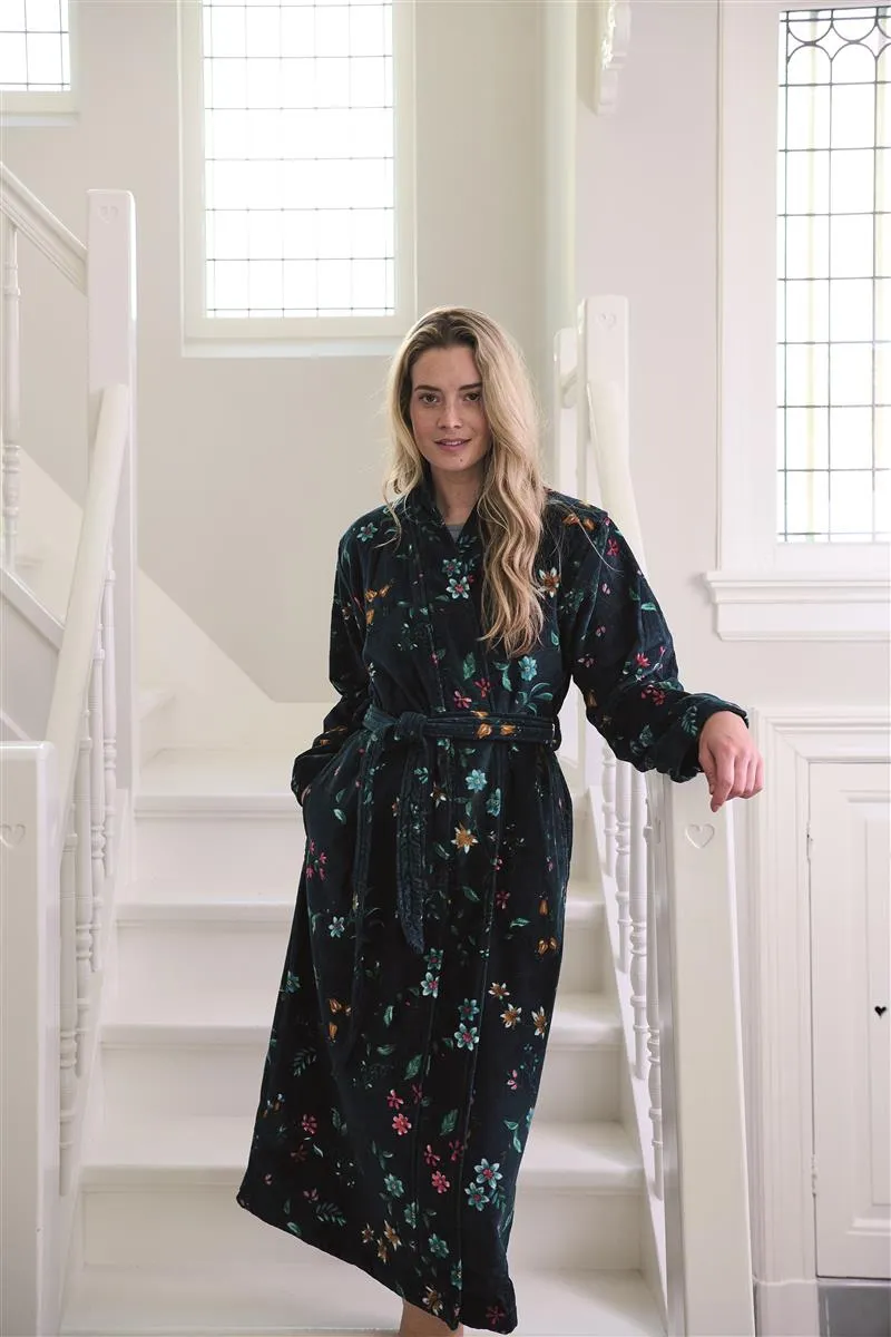 Pip Studio Les Fleurs badekåpe mørkeblå frotté