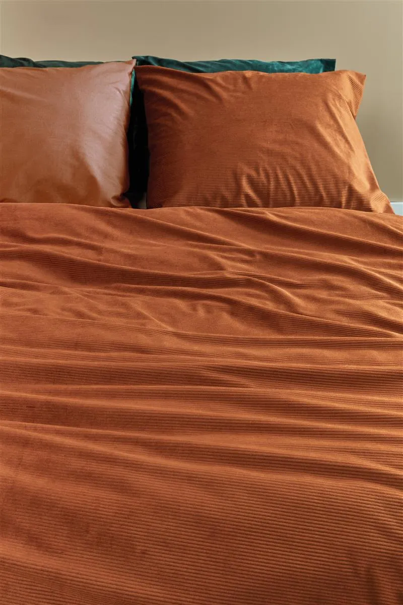 At Home Cosy Corduroy dynetrekk 140x200 terrakotta