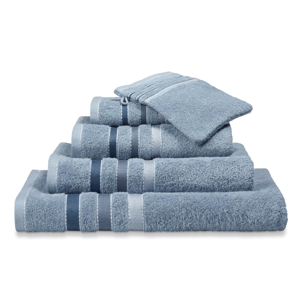 Vandyck Prestige Lines badehåndkle dusty blue 90x180 stripet