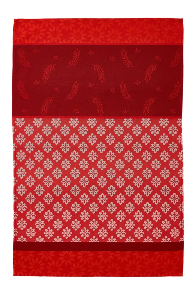Coucke Bastide Jacquard kjøkkenhåndkle rødt 50x75 cm bomull