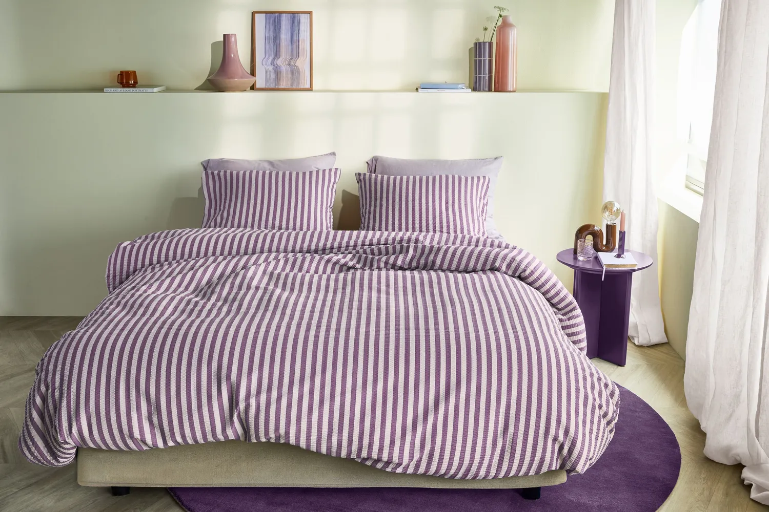 Beddinghouse Veya dynetrekk 140x200 mauve seersucker