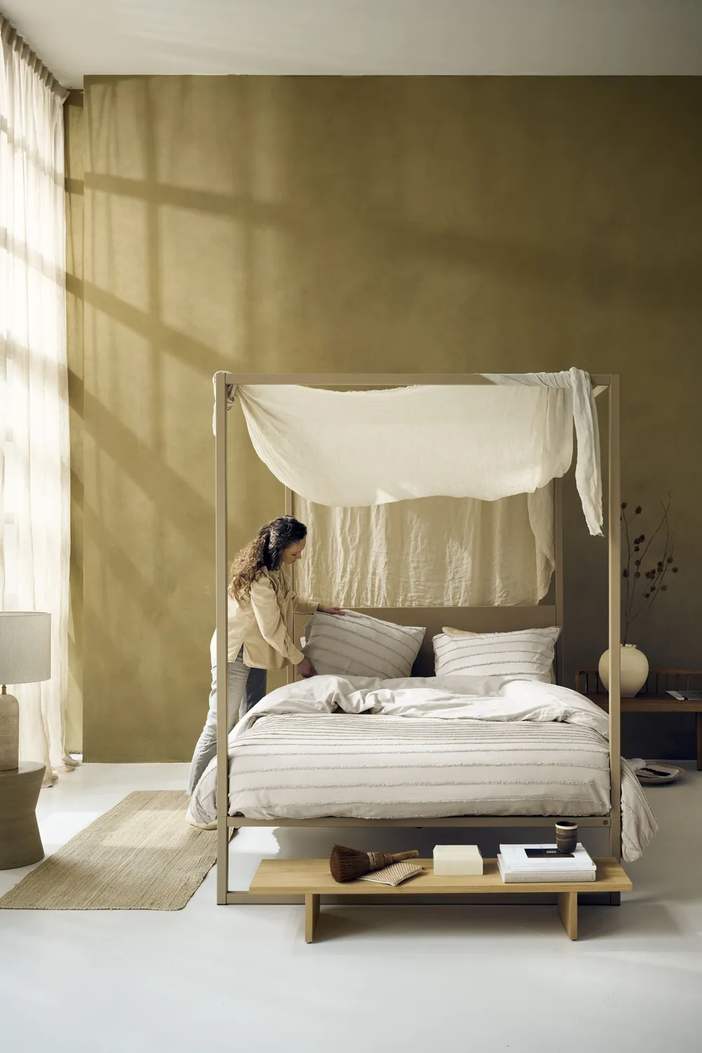 Beddinghouse Ridge dynetrekk 140x200 cm sand bomull