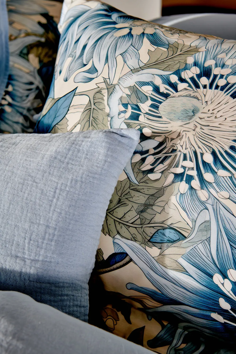 Vandyck Blue Wander dynetrekksett pearl blue sateng