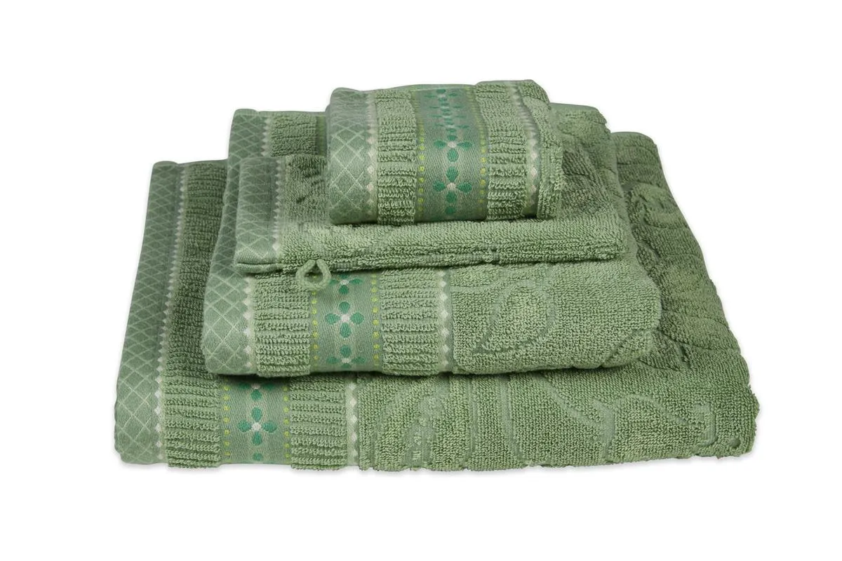 Pip Studio Jasmin Jacquard badelaken bomull grønn 70x140 cm