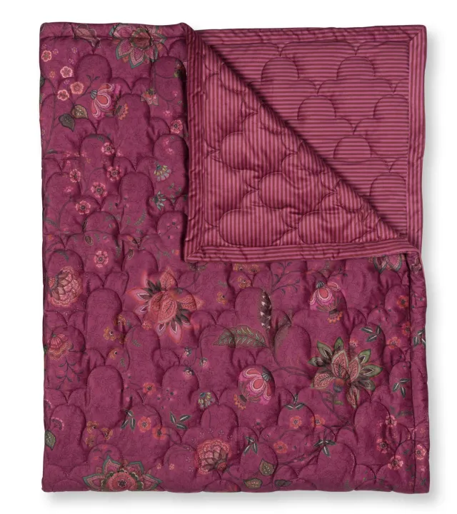 Pip Studio Mumbai Morning sengeteppe 180x260 rosa fløyel