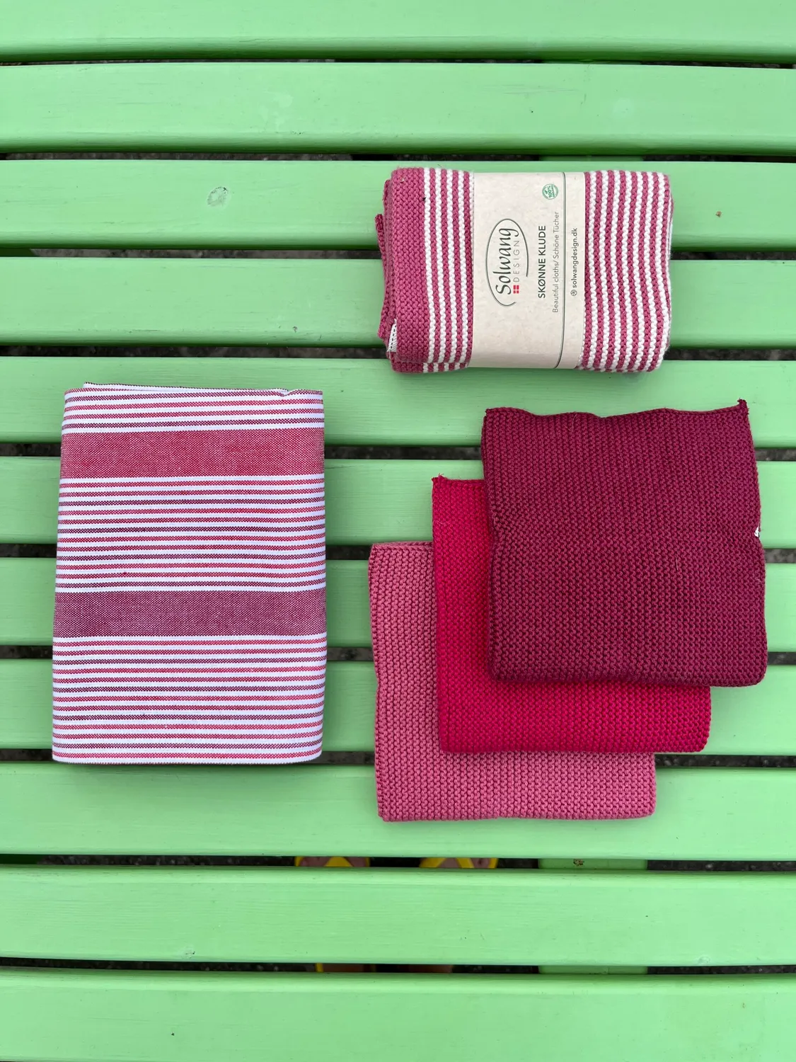 Solwang Design lys bordeaux stripe klut 2-pk økologisk