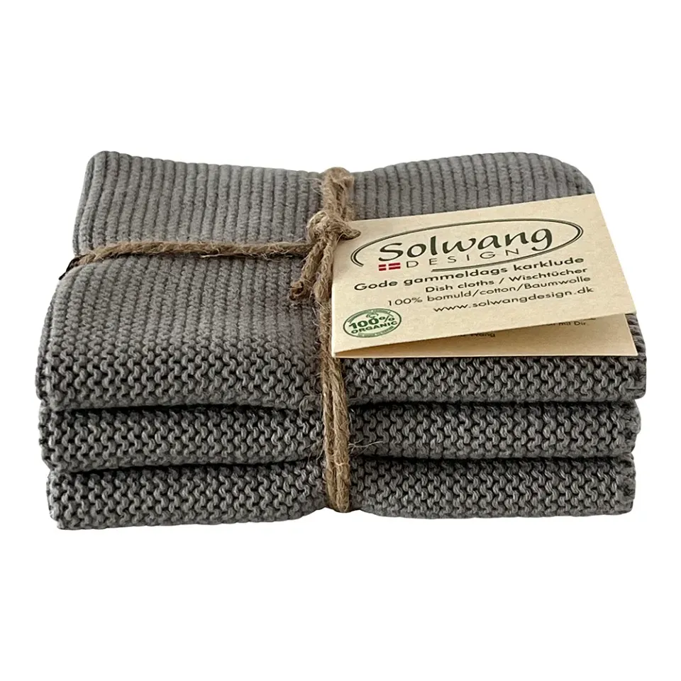 Solwang Design klut stålgrå 3-pk bomull