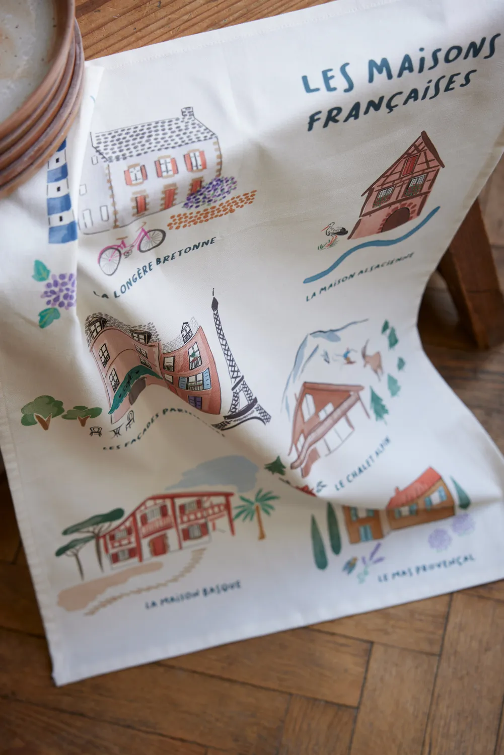 Coucke French Houses kjøkkenhåndkle hvit 50x75 cm bomull