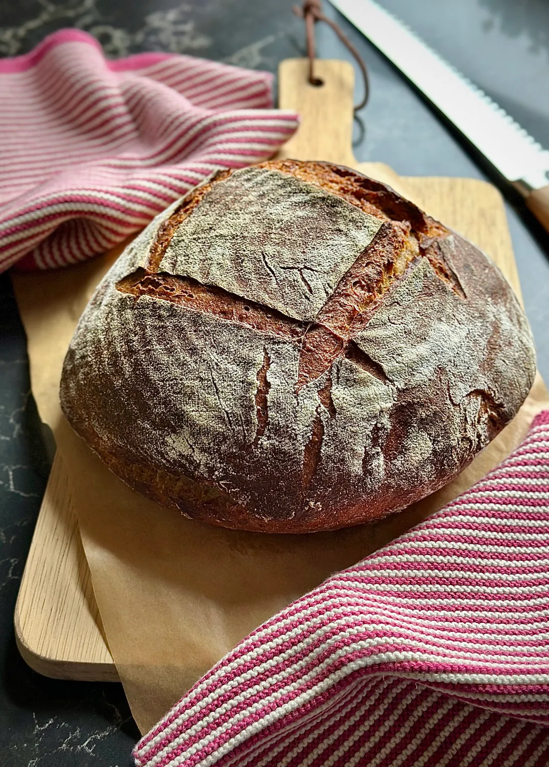 Solwang Design lys bordeaux stripe klut 2-pk økologisk