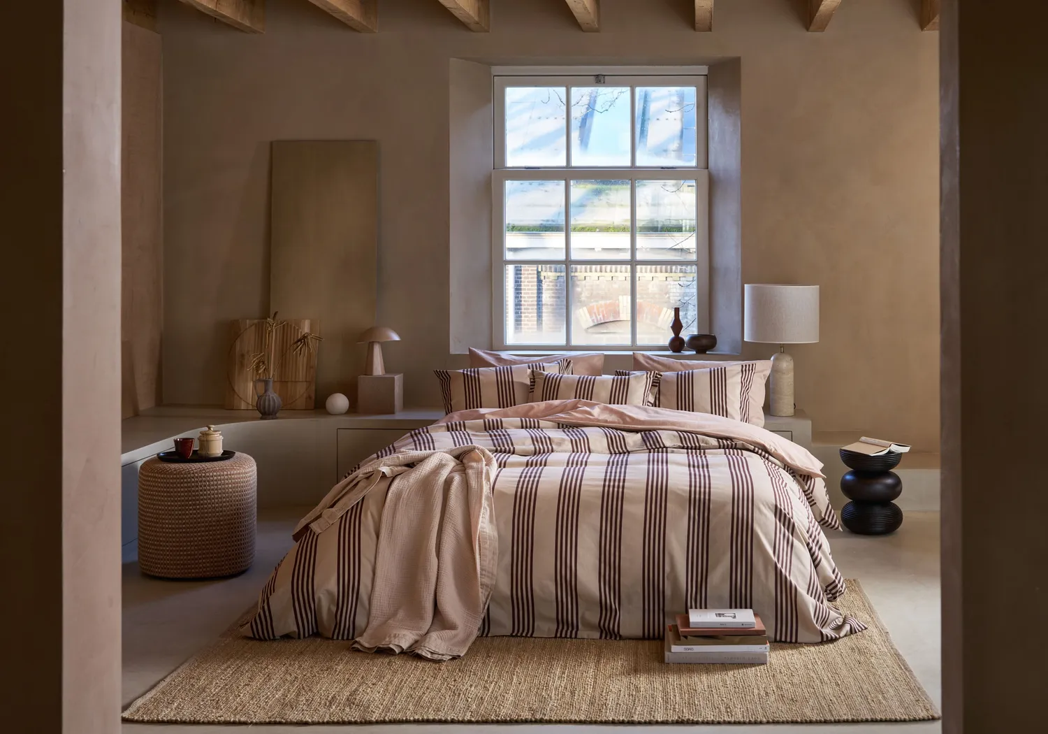 Beddinghouse Pure Stripe dynetrekk 140x220 naturel stripet