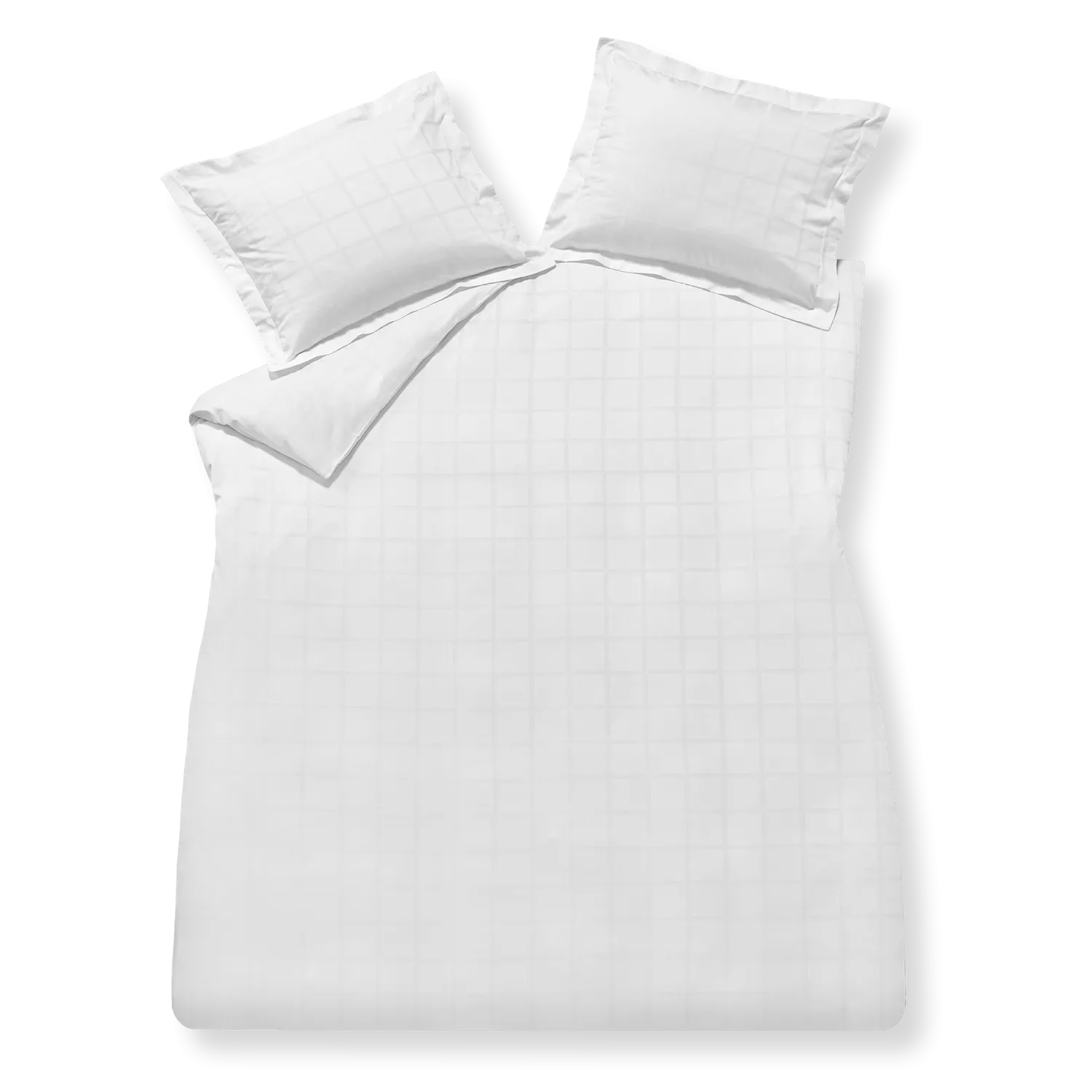 Vandyck Home 78 sateng dynetrekksett hvit 200x200 rutet