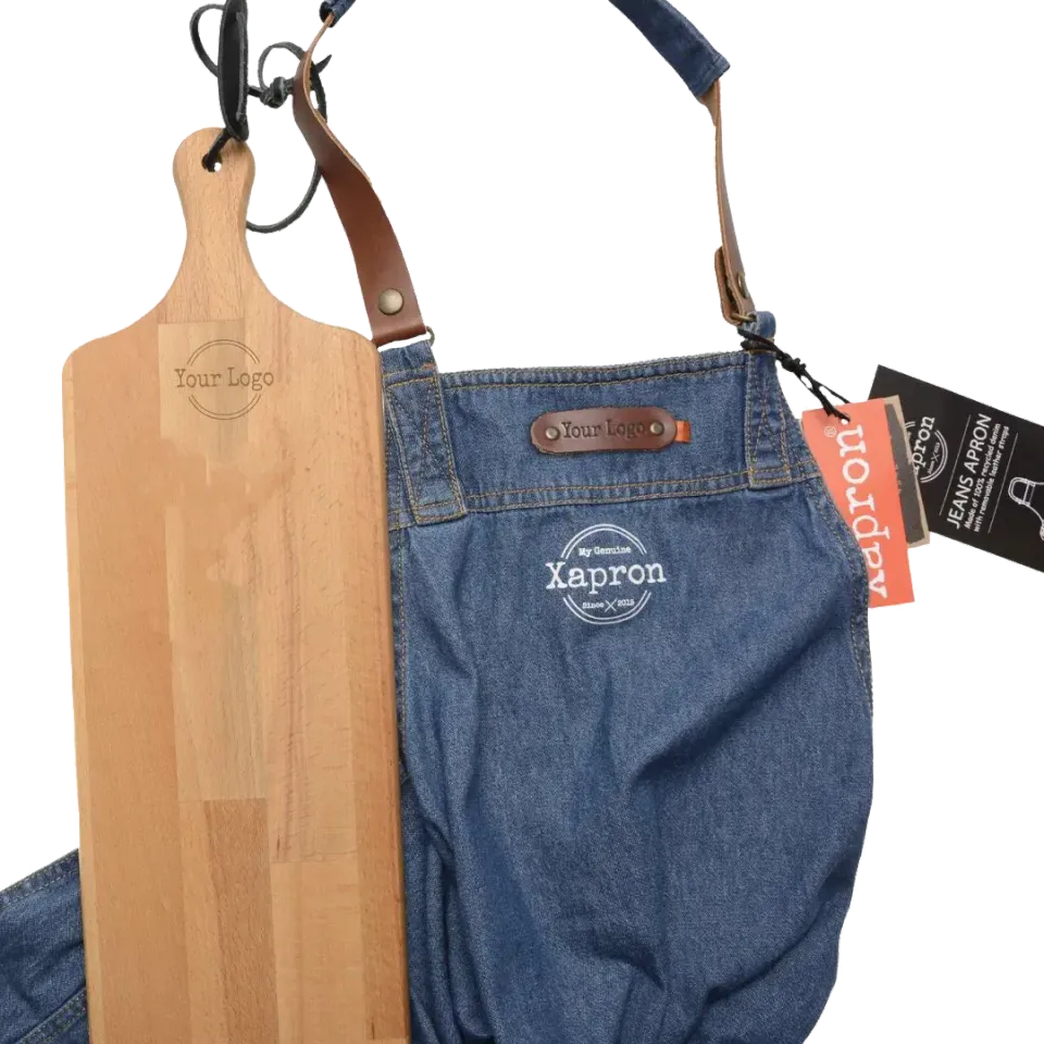 Xapron gavesett denimforkle og bøkebrett