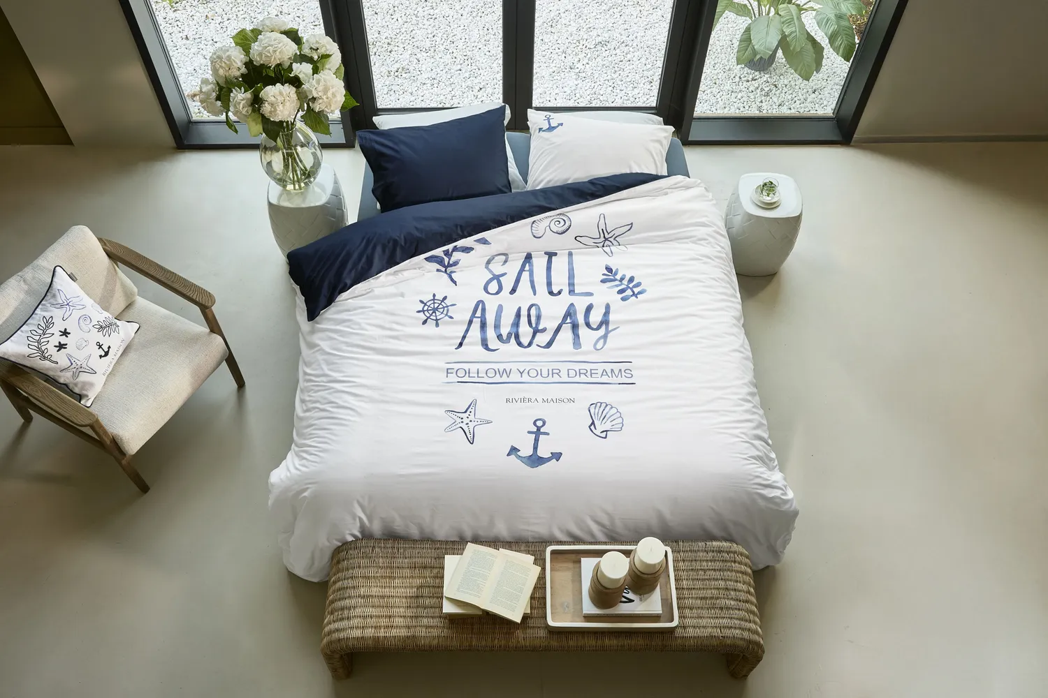 Rivièra Maison Sail Away pyntepute 45x45 blå
