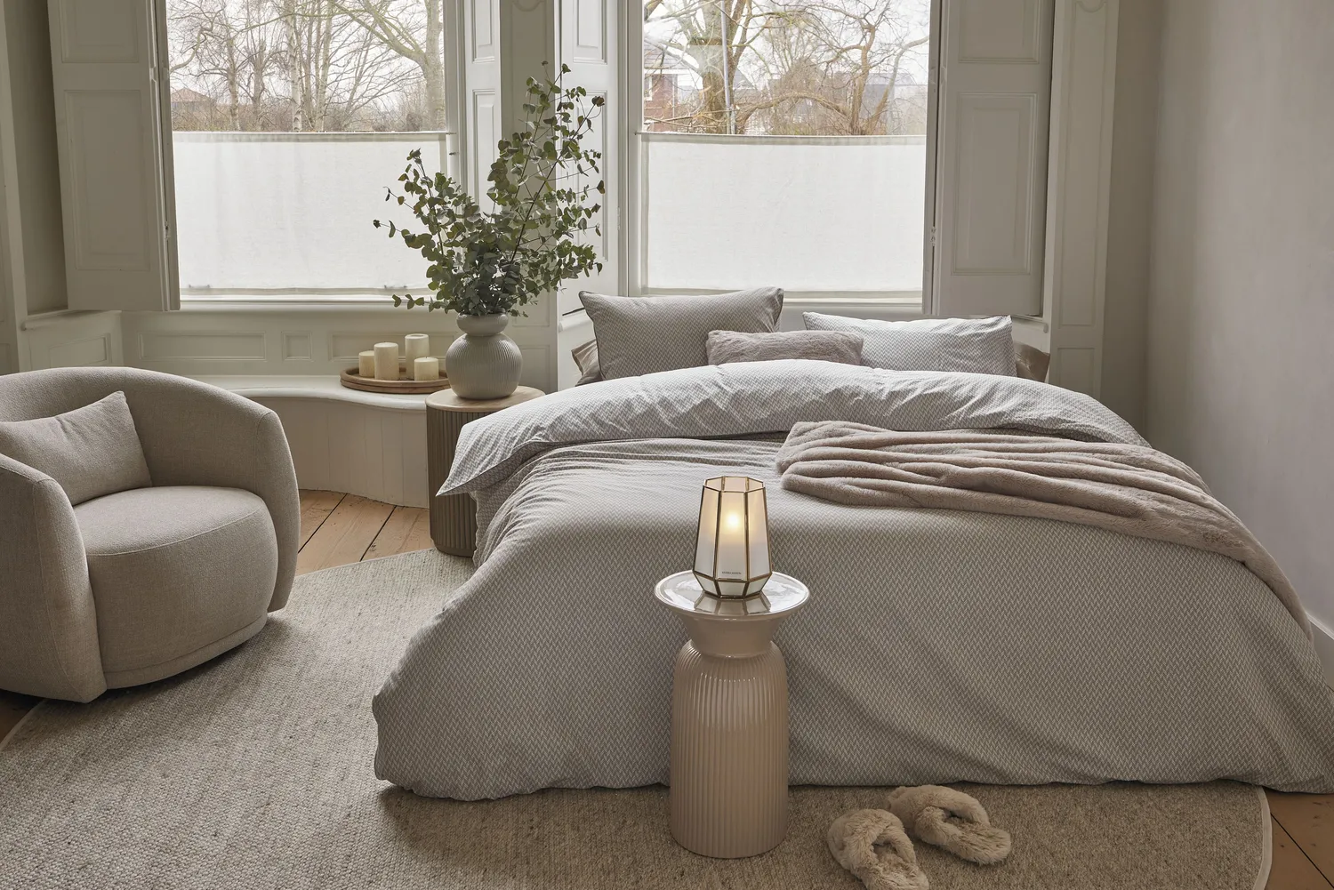 Rivièra Maison Emery dynetrekk 140x200 cm taupe fiskeben