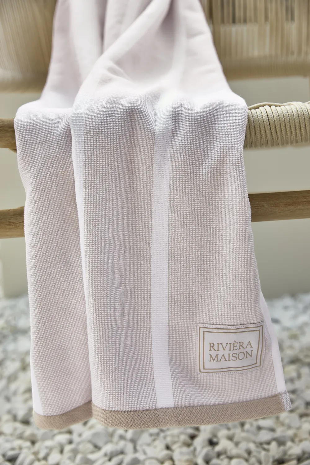 Rivièra Maison Sienna strandhåndkle sand 90x180 bomull