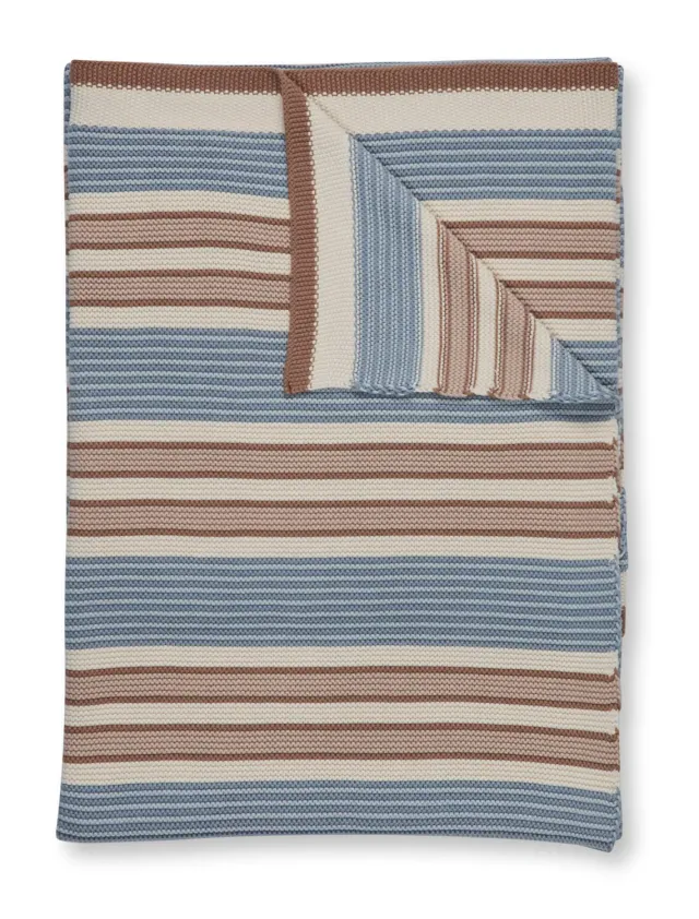 Pip Studio Bonsoir Combistripe sengepledd blått 130x170 cm