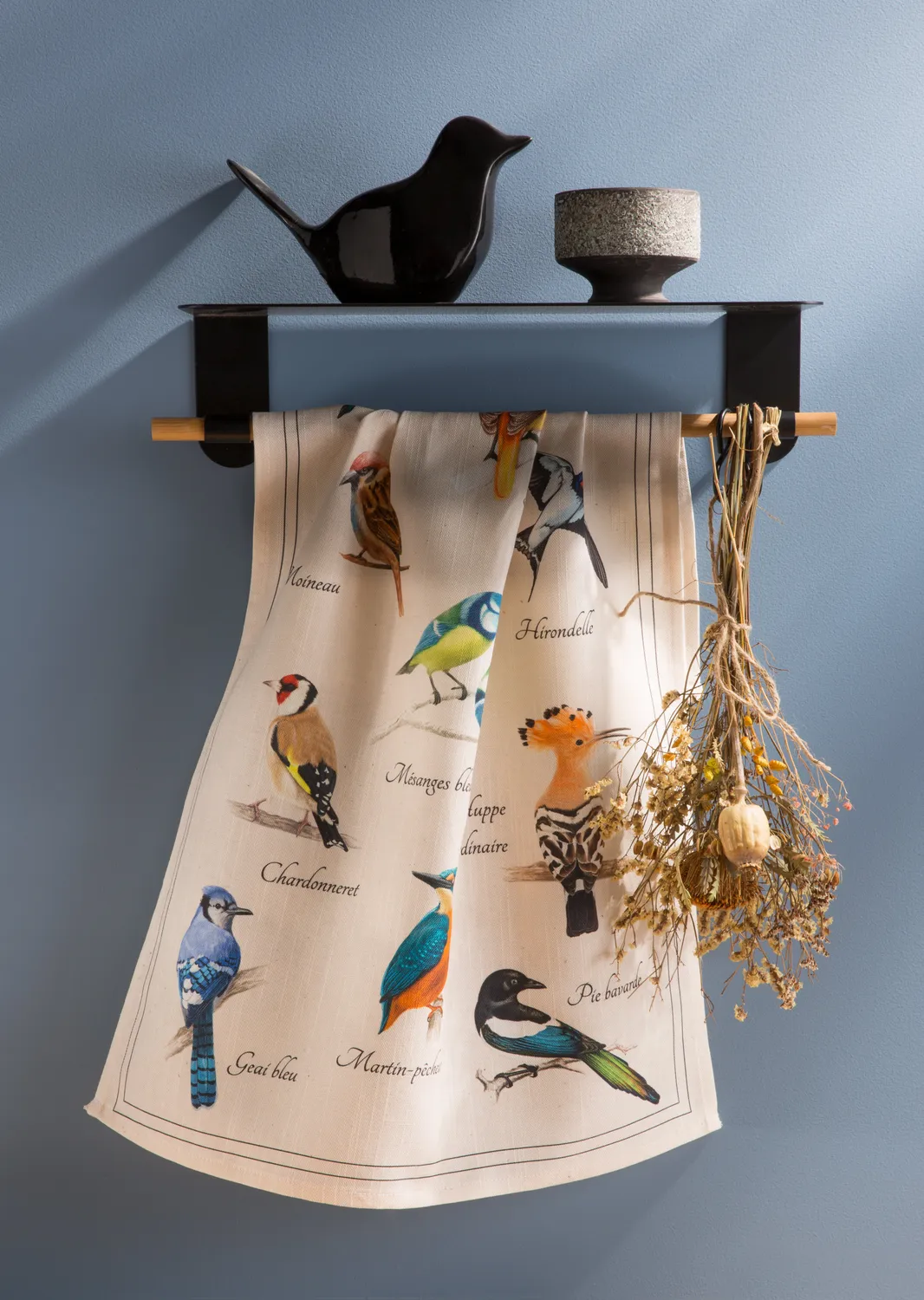 Coucke The Birds kjøkkenhåndkle 50x75 cm hvit bomull-lin