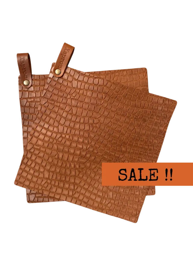 Xapron Caiman grytekluter lær 24,5x24,5 cm 2-pakning