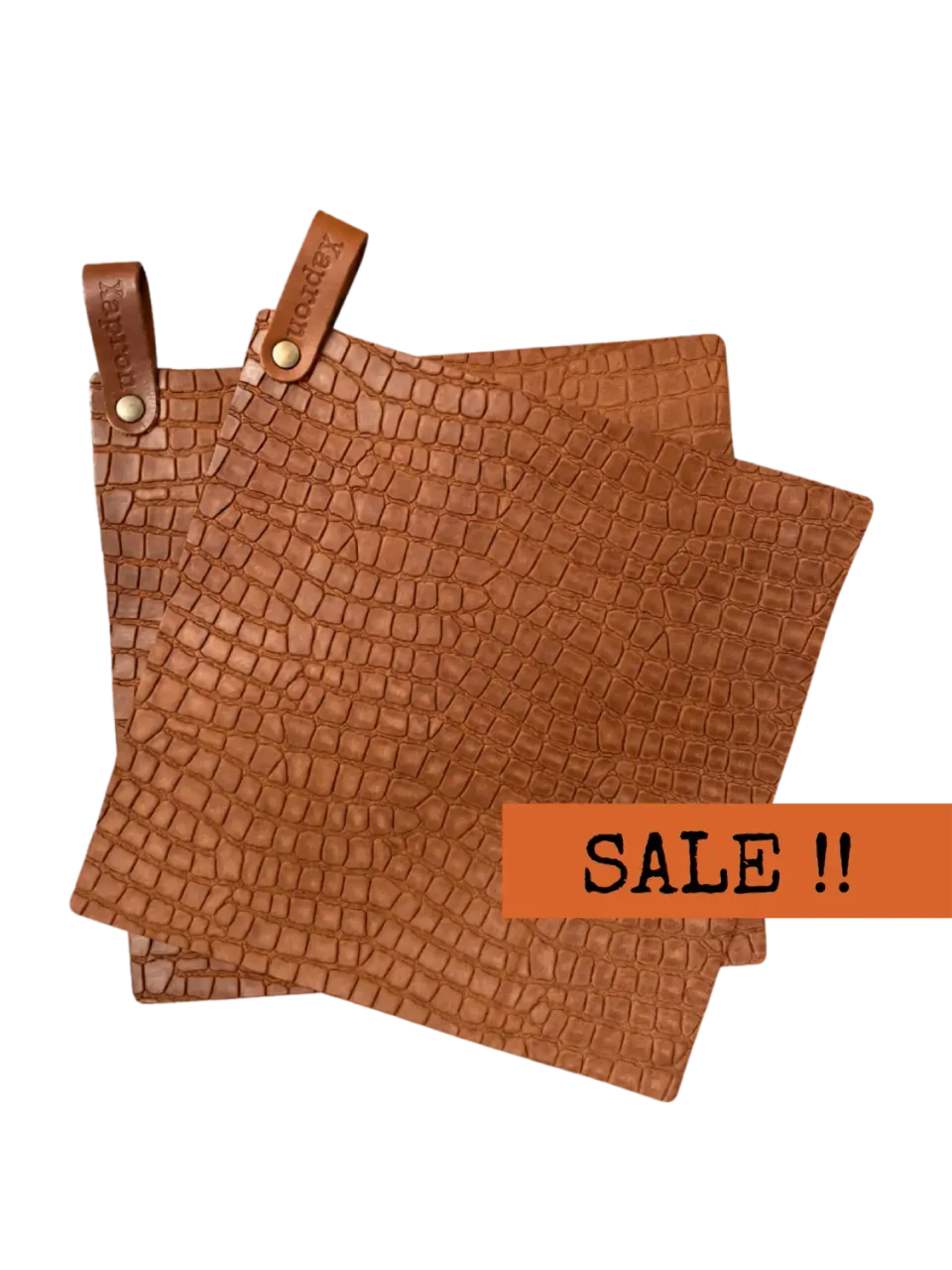 Xapron Caiman grytekluter lær 24,5x24,5 cm 2-pakning