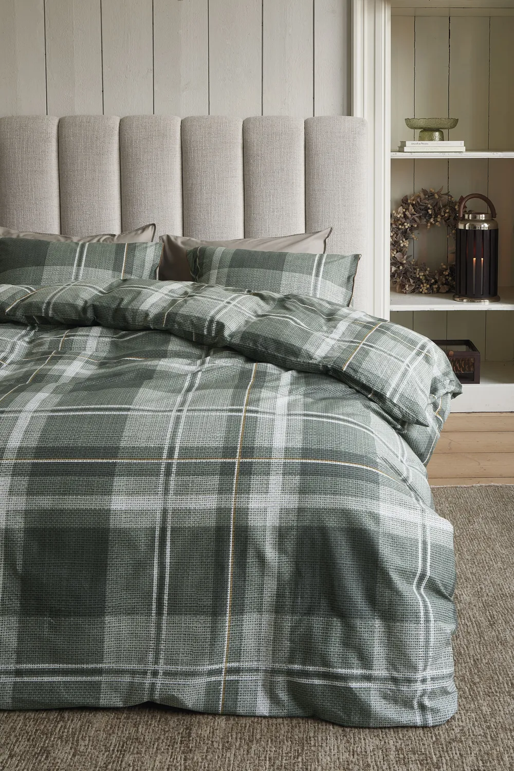 Rivièra Maison Tartan Check sengetrekk 240x200 cm grønn rutete