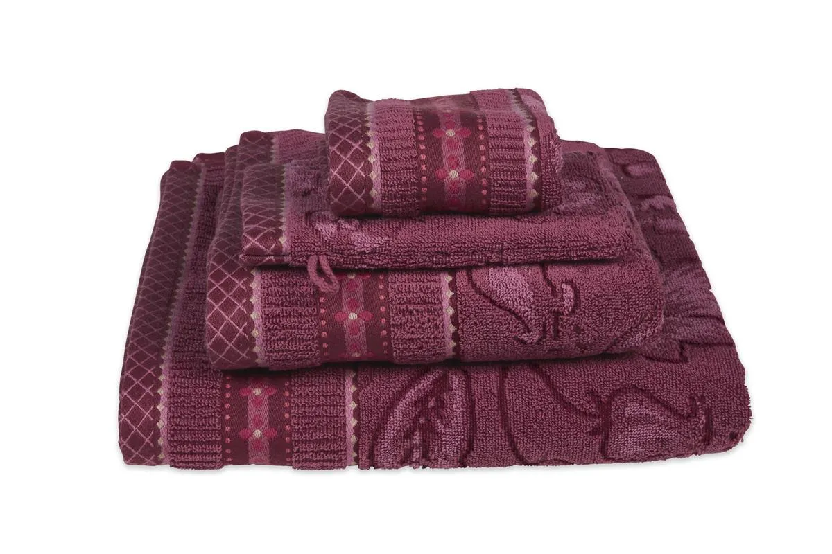 Pip Studio Jasmin Jacquard badehåndkle 70x140 mørkerosa
