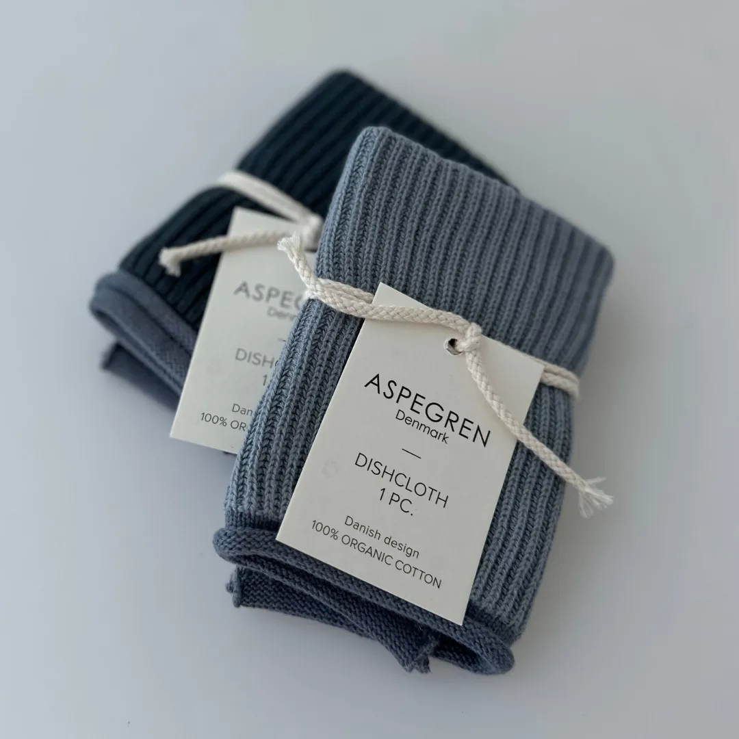 Aspegren Denmark Ripple Navy oppvaskklut 26x26 cm økologisk