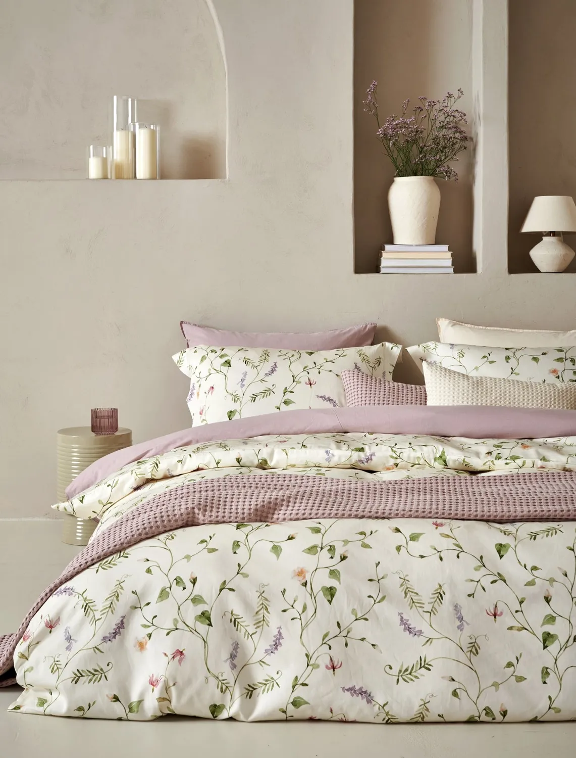 Vandyck Virella sengetøysett cream tan 140x200/220 sateng blomster