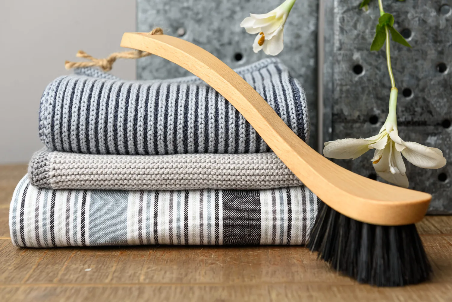 Solwang Design viskestykke multi grå sort økologisk
