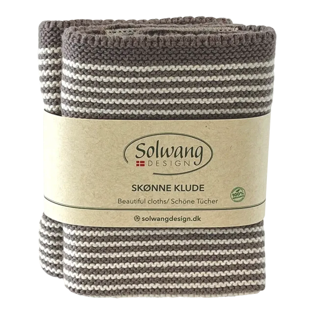 Solwang Design Varm Grå Stripe kluter 2-pk økologisk