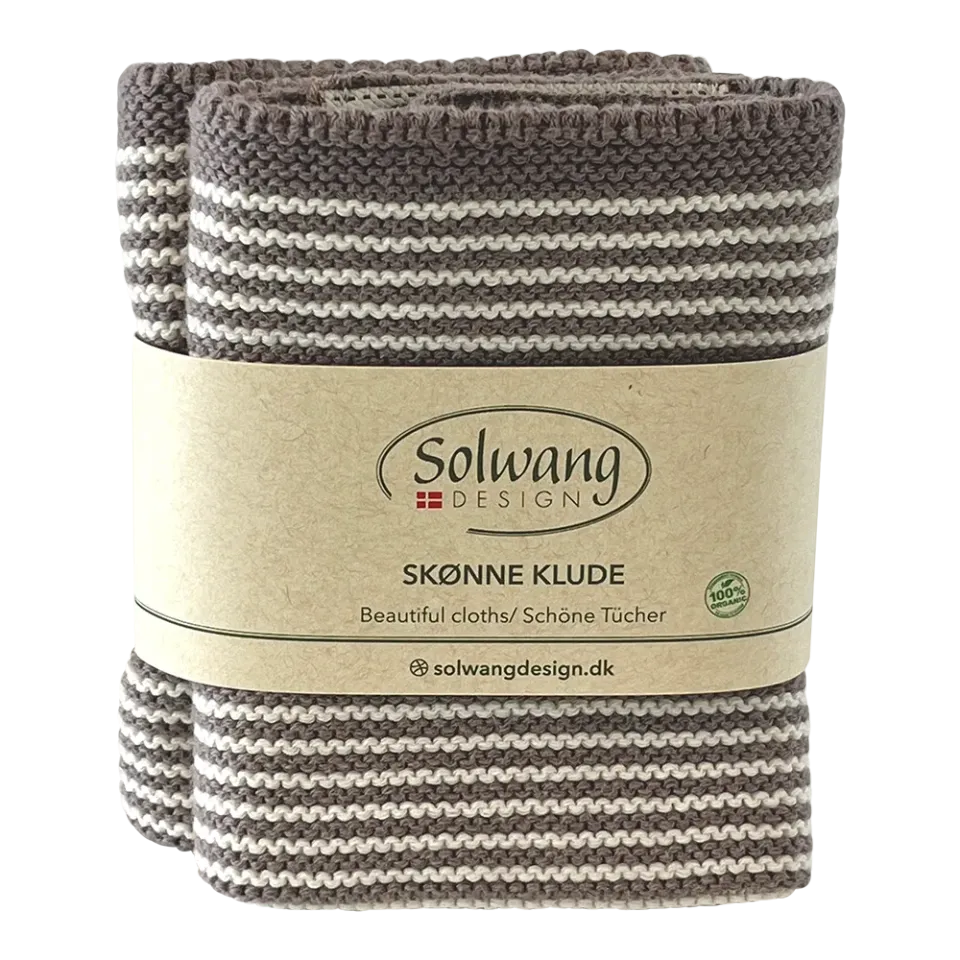 Solwang Design Varm Grå Stripe kluter 2-pk økologisk