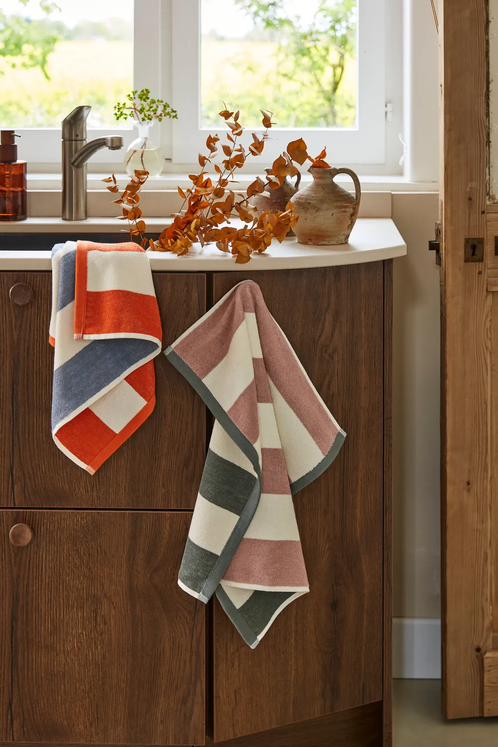 Coucke Rivage håndkle rosa/kaki 50x50 cm frotte bomull