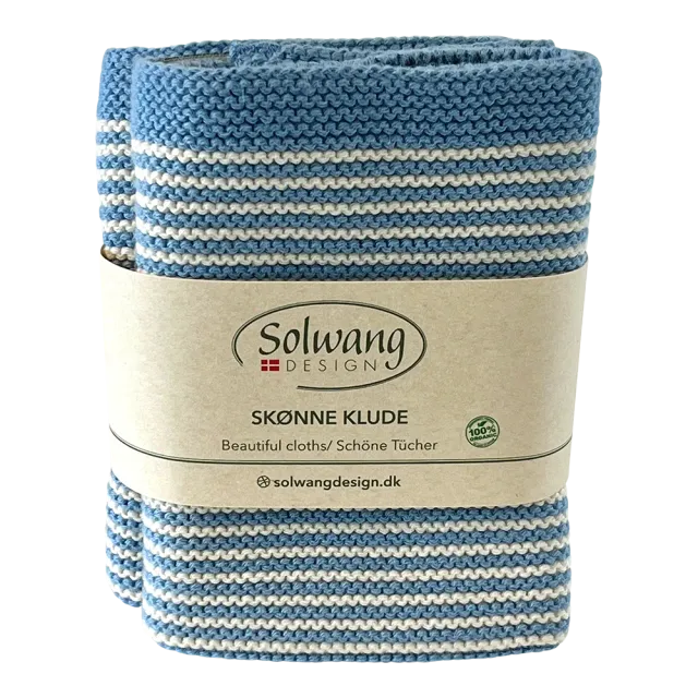 Solwang Design kluter Blå stripe 2-pk økologisk bomull