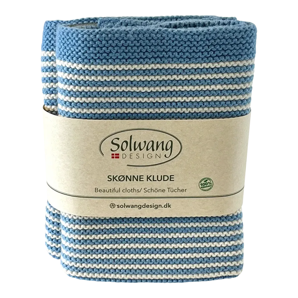 Solwang Design kluter Blå stripe 2-pk økologisk bomull