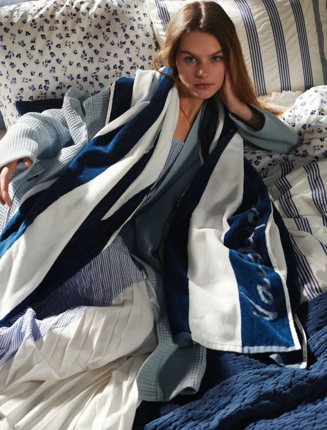 Vandyck Pure 95 dynetrekksett indigo 140x200 striper