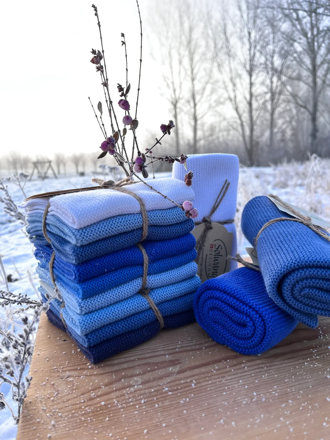 Solwang Design strikkede kluter klar blå kombi 3-pk økologisk