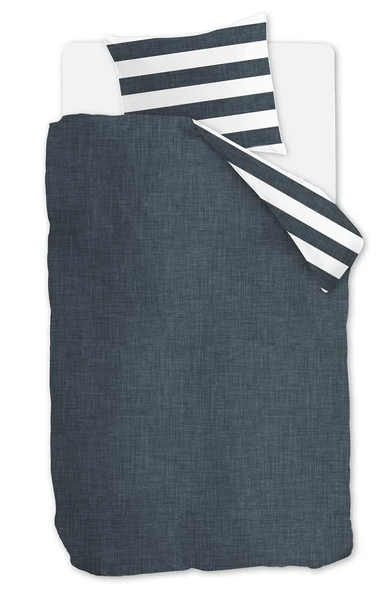 Riviera Maison Lindy Lines dynebetrekk 140x200 marineblå