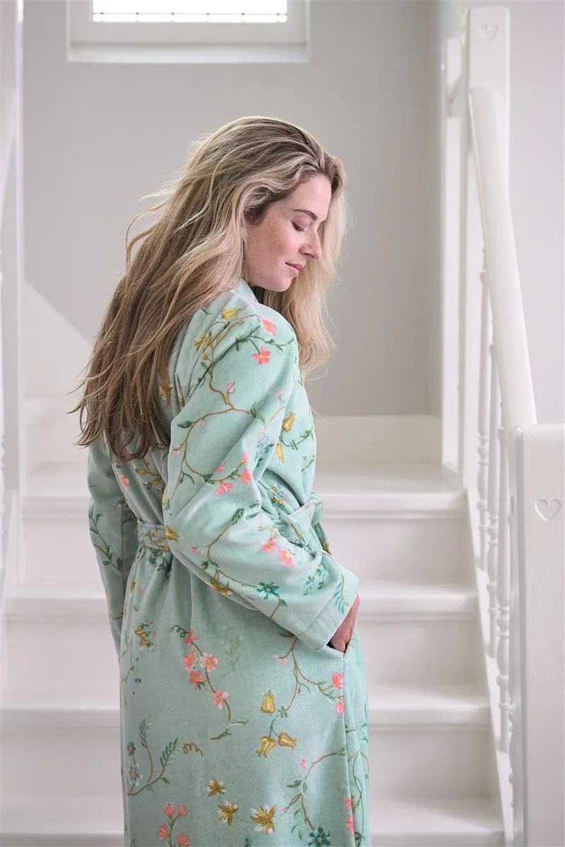 Pip Studio Les Fleurs badekåpe M blå bomull