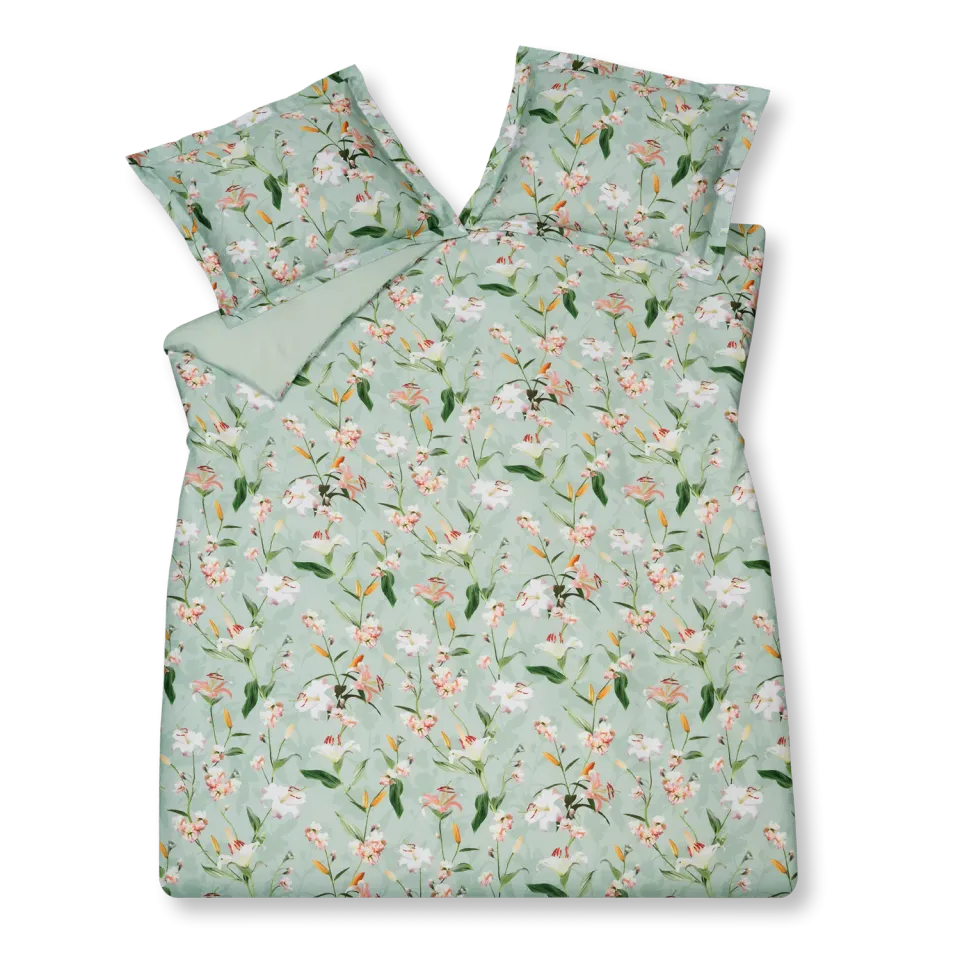Vandyck Azalea dynetrekksett light green 200x200 bomullssateng