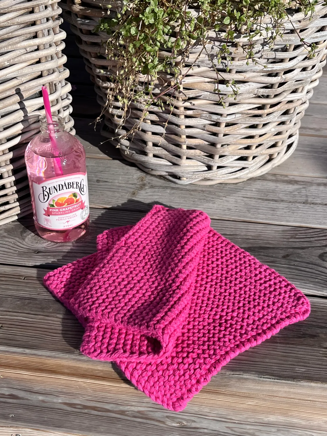 Solwang Design Pink gryteklut 2-pk strikket økologisk