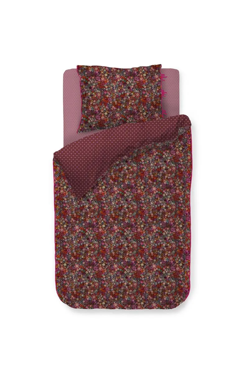 Pip Studio Tutti i Fiori dynetrekk 140x200-220 mørkerød perkal