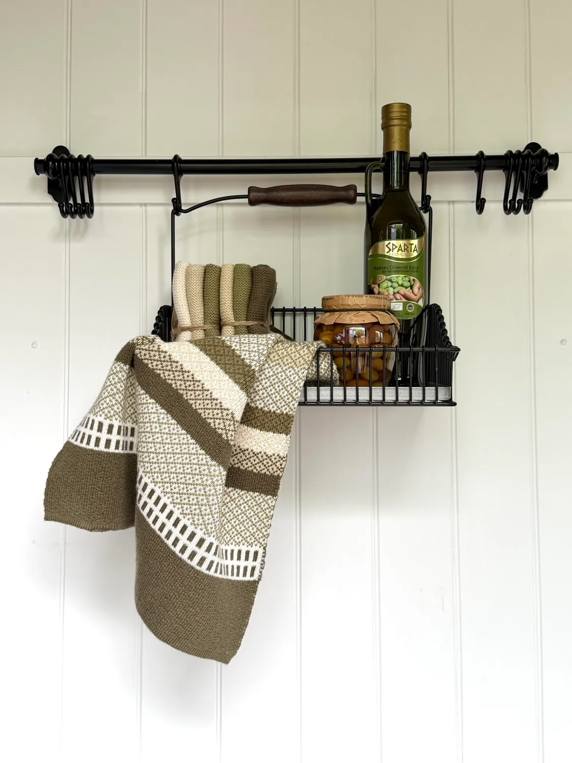 Solwang Zero Waste håndkle jacquard oliven restgarn