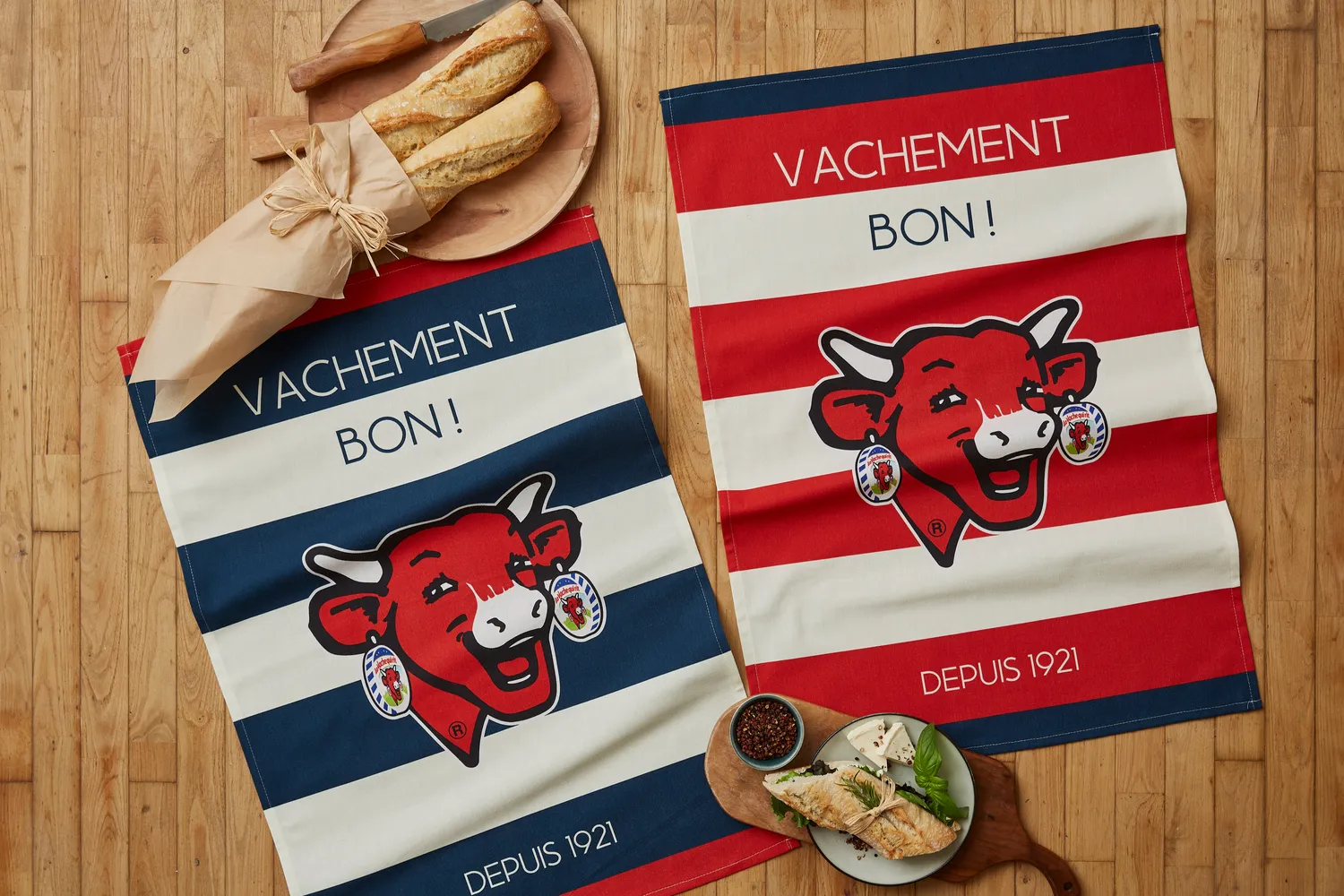 Coucke Laughing Cow Red Stripe kjøkkenhåndkle 50x75 rød bomull