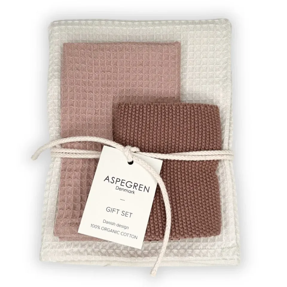 Aspegren Denmark Kitchen Gift Set Terracotta kjøkkensett 3-pk økologisk bomull