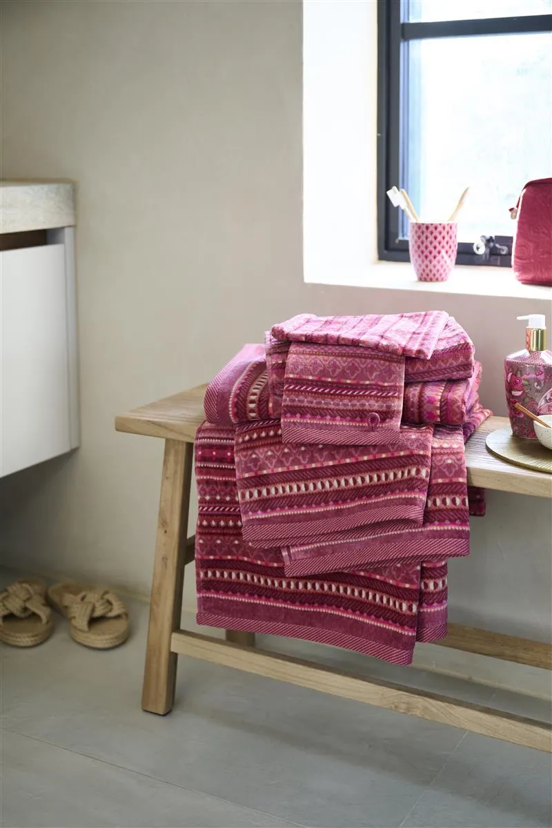 Pip Studio Geometric Print badelaken 70x140 cm mørk rosa