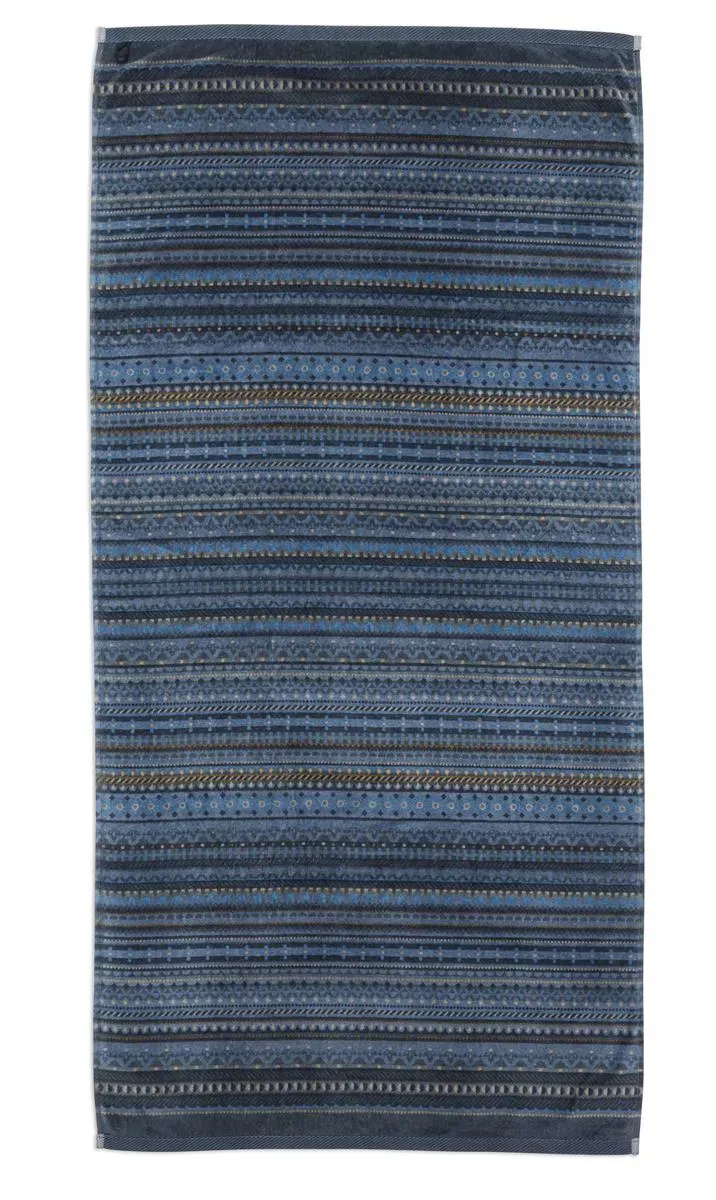 Pip Studio Geometric Print badehåndkle mørkeblått 70x140