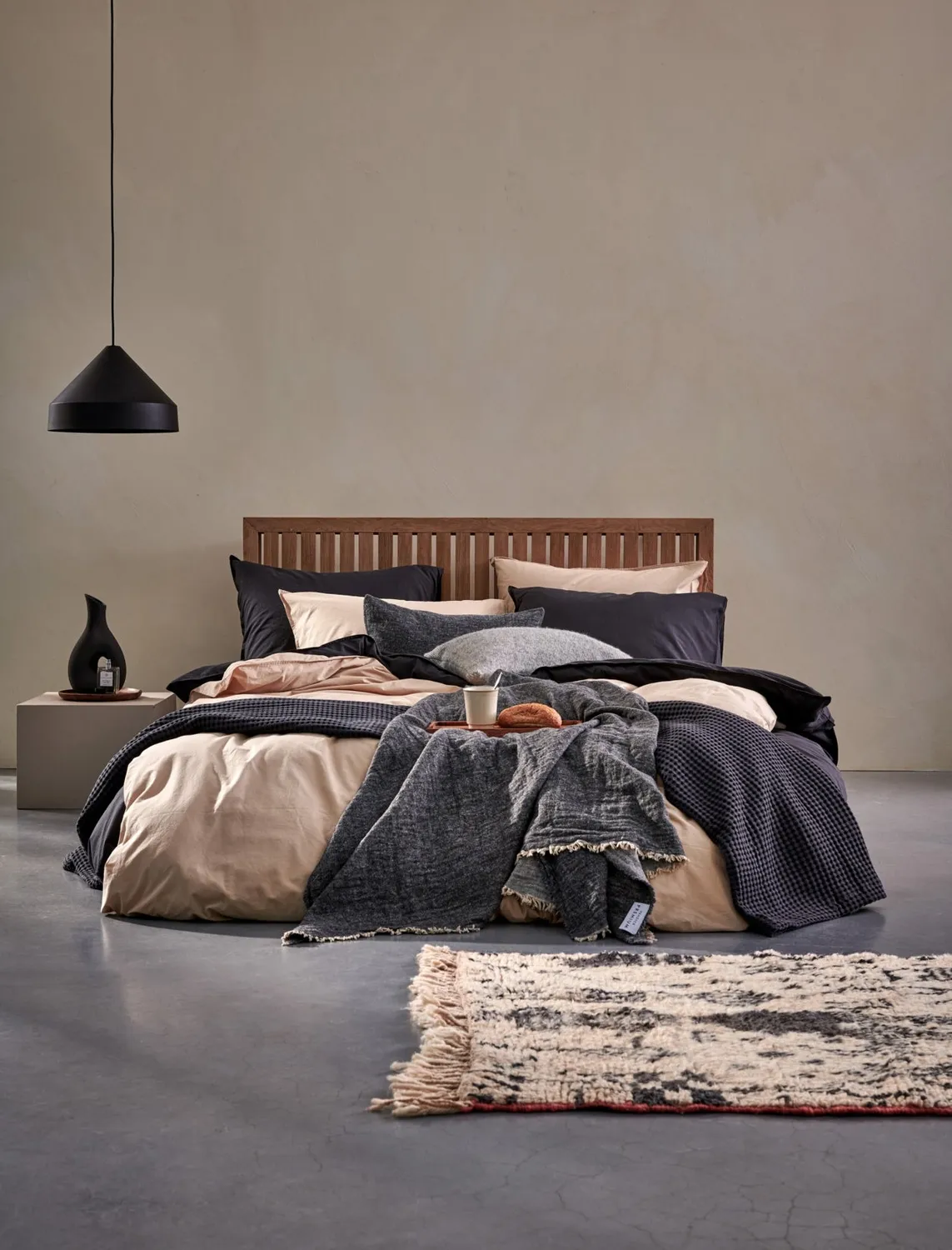 Washed Cotton dynetrekk off black 140x200 vasket